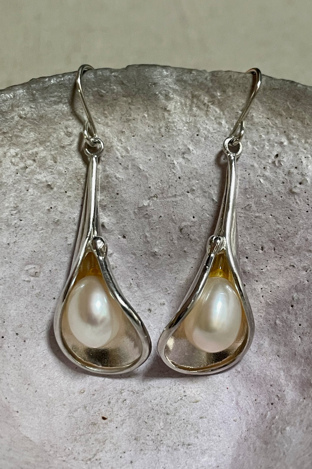 Boucles d'oreilles perles d'eau douce en argent, le cadeau de créateur idéal pour elle - 4