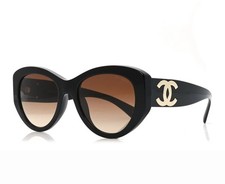 Chanel CH5492A C622-S5 Black Cat Eye w Gold "CC"/ Brown Gradient Lens Sunglasses