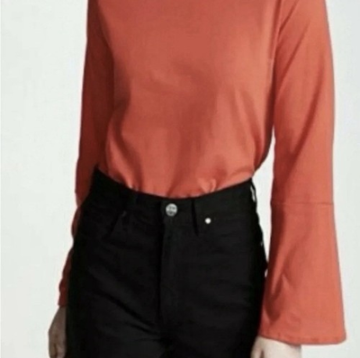#ad #ad The Range NYC Red Stark Flare Long Bell Sleeve Women’s Top Size Medium $22.50