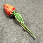 Vintage Costume Jewelry Sandor Co Enameled Rose Bud Brooch Pin 1950’s - 1960’s