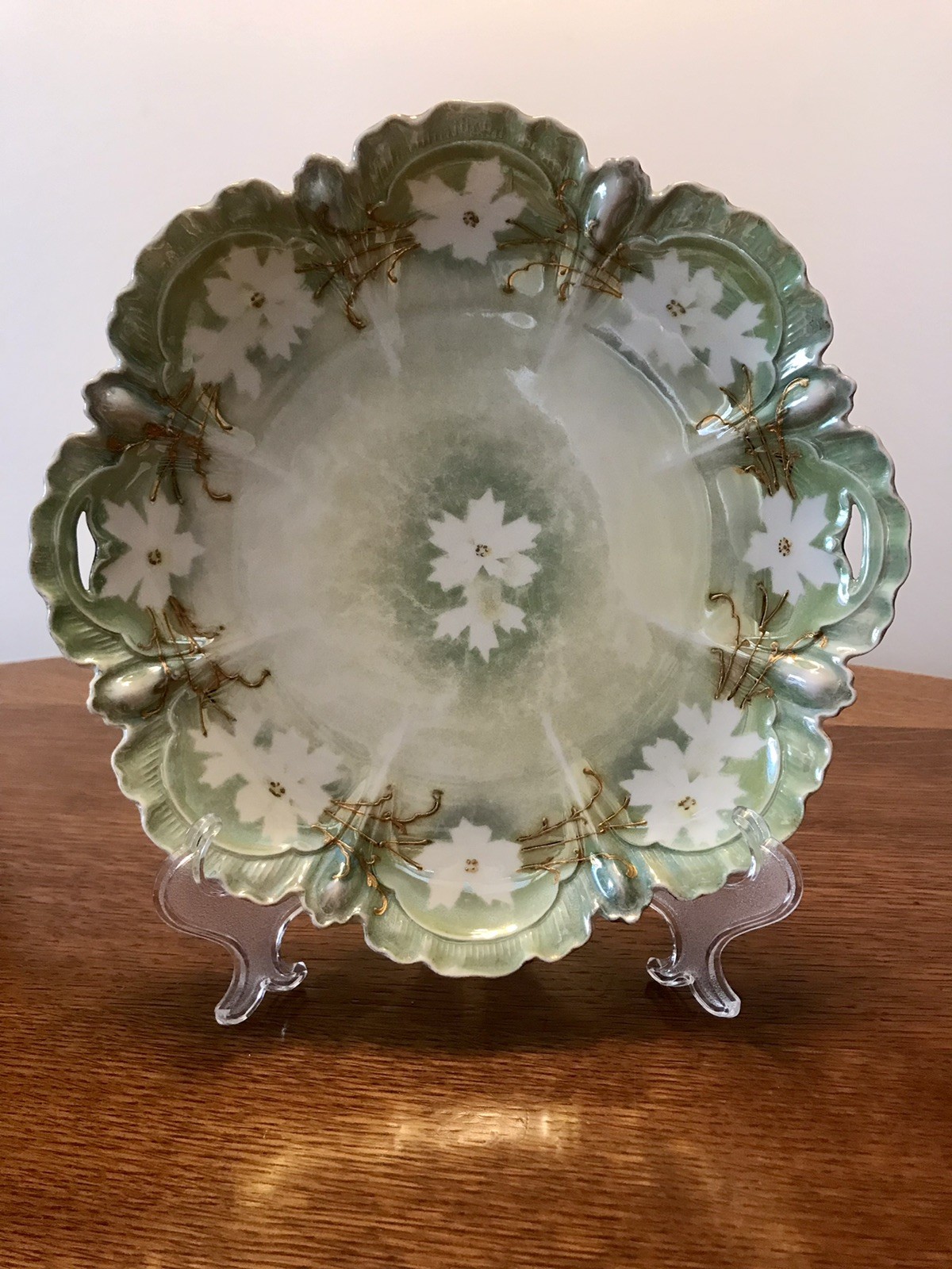 RS Prussia Dogwood Floral 9.5 Cake Plate Antique Original Porcelain c. 1890-1910