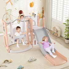 7-in-1 Toddler Slide Swing Set Indoor Playground for Kids Age 1-3 Years Old