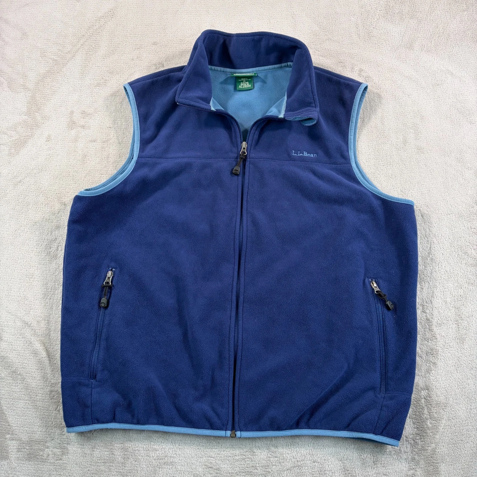 L.L. Bean Polartec Fleece Full Zip Vest Men XL Blue Outdoors GorpCore Warm
