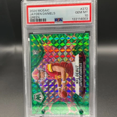 Jayden Daniels 2024 Panini Mosaic PSA 10 NFL Debut Green Mosaic #272