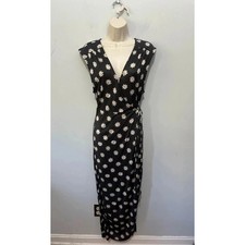 Urban Outfitters Dress Small Gray Floral Zina Wrap Midi Feminine Spring Brunch