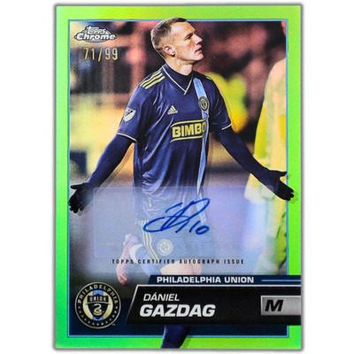 Daniel Gazdag 2023 Topps Chrome MLS Neon Green Auto /99