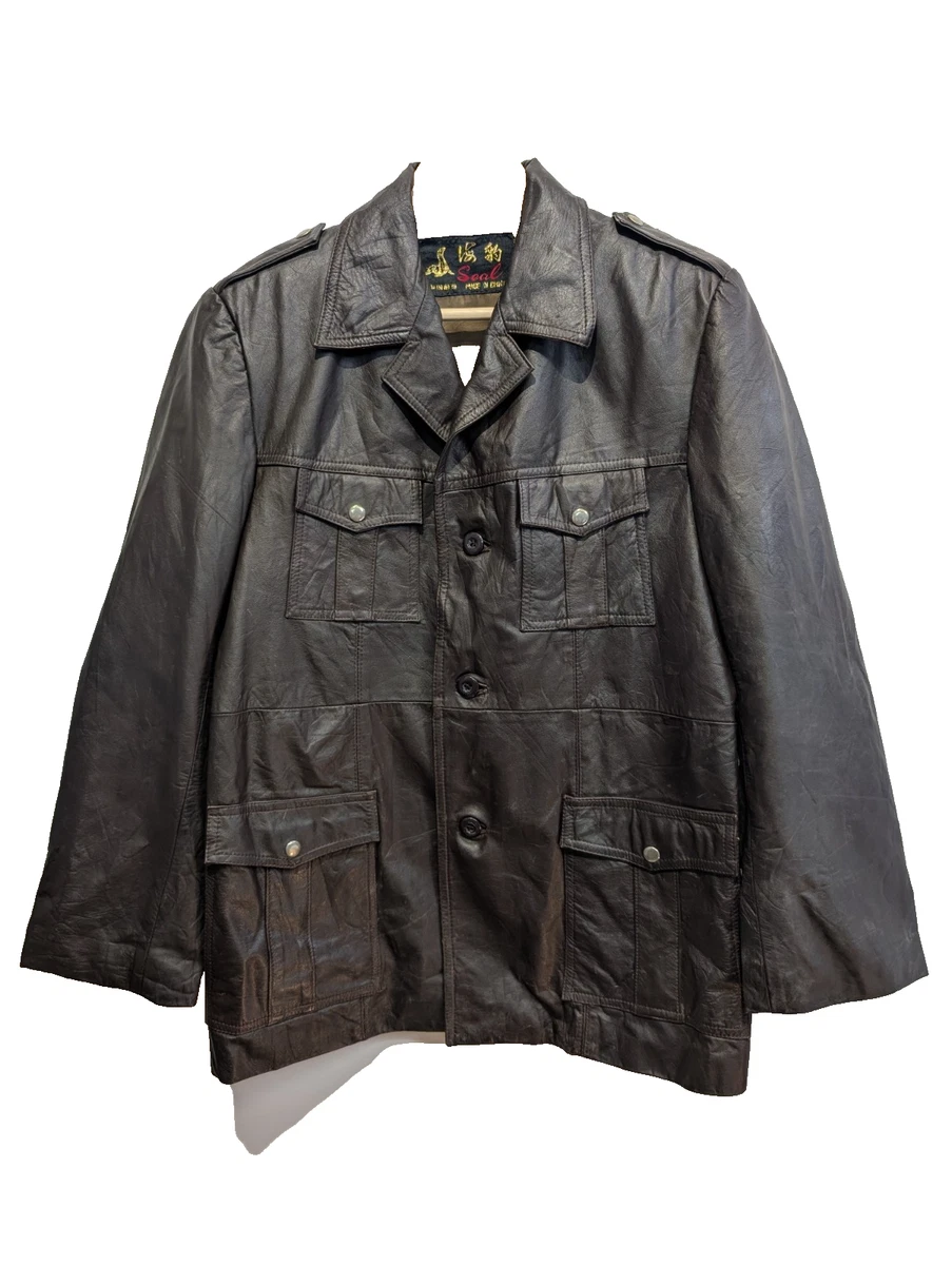 Manteau Vintage Homme En Cuir Italien Noir - Marque UNION, 1987 - Taille L - Coupe Oversize Années 80