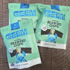GEEM Seaweed Snacks Korean Seaweed Chips with Rice Sesame Baked Salt 3 bags