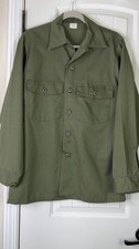 VTG 80  s US Military OG-507 Shirt Mens 15 1/2 X 33 Green Dura Press Utility Army