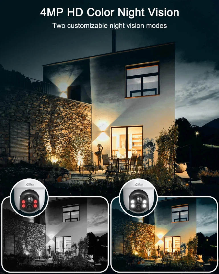 ANRAN 4MP Security Camera System Outdoor Solar Battery Powered PTZ Cam Kit 64GB - Image 4 of 4