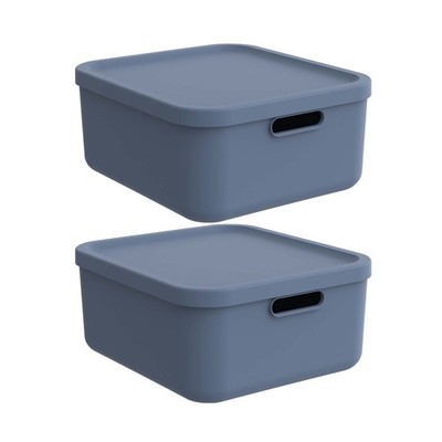 ROTHO 2er-Set Aufbewahrungsbox 20l Ablagebox Kiste Behälter Korb Organizer Truhe