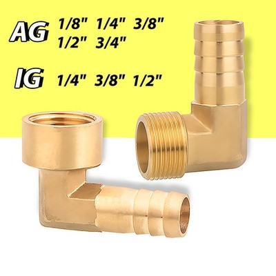 Messing Schlauchtülle mit AG und IG 90°Winkel Schlauchkupplung Schlauchnippel