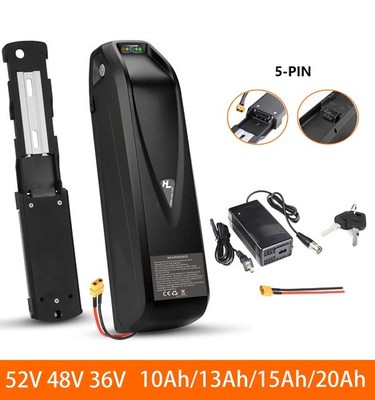 Ebike Battery 52V 48V 36V 13Ah 15Ah 20Ah Electric BiKE Scooter Battery Black