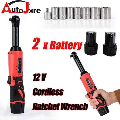 Extended Cordless Electric Ratchet Wrench, 3/8" 45 Ft-lbs 320 RPM 12V Long Reach