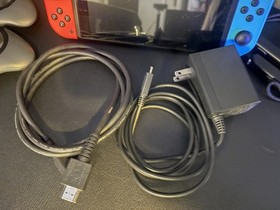 Nintendo Switch HAC-001 Bundle w/ Games SD Card Dock Neon Joy-Cons CIB Very Good