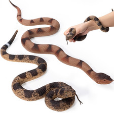 2Pcs Realistic Fake Snakes Toy for Pranks, Lifelike Rubber Snake Keep Birds and