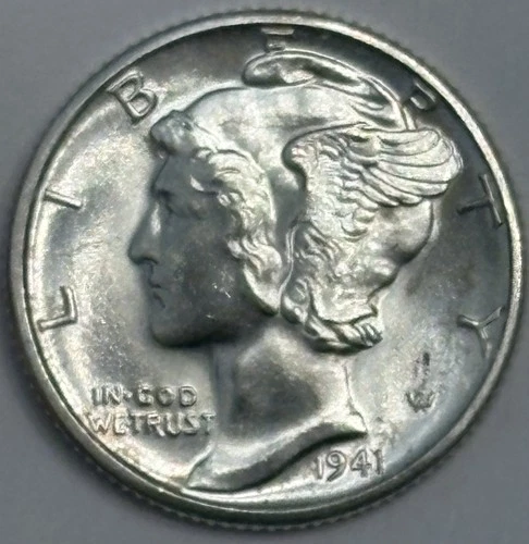 1941-D Mercury Dime — Uncirculated MS Full Bands 💎