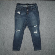 JUDY BLUE Jeans Women's 16W Dark Wash Skinny Distressed Stretch High Rise