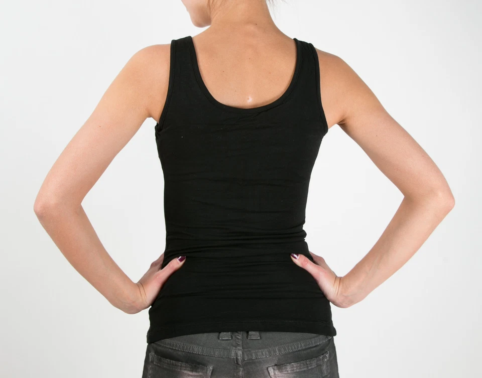 Camiseta sin mangas Yummie Tummie Invisible negra Boyfriend Rayón YM1-005 NUEVA Foto 3 de 3