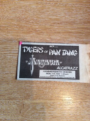 B2b Ephemera 1981 Small Advert Tygers Of Pan Tang Magnum Hammersmith Odeon
