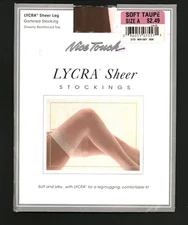 Nice Touch Lycra Sheer Gartered Stockings Soft Taupe Size A 20 Den Sears 1990s