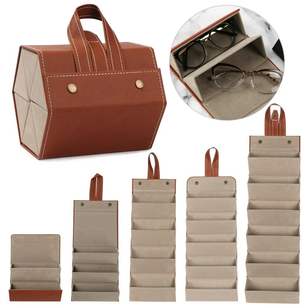 PU Leather Multiple Glasses Storage Case Sunglasses Organizer