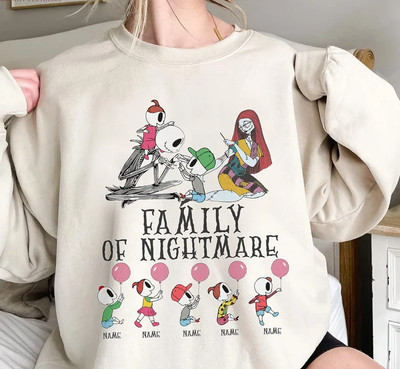 Personalized Family Of Nightmares Sweatshirt, Jack Sally Nightmare Before Christ