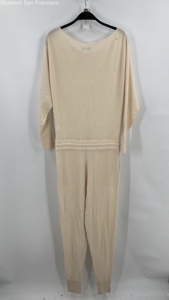 Intermix Ivory Wool Blend Round Neck 3/4 Sleeve Tapered Leg Womens