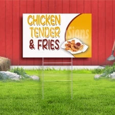 Chicken Tender & Fries Coroplast Sign Plastic Indoor Outdoor Yard  FREE SHIPPING
