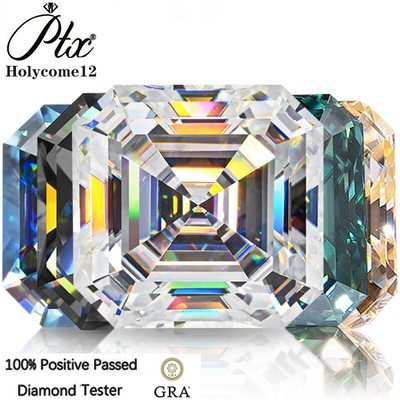Loose Moissanite Stone Asscher Step Cut Multicolor VVS1 Gemstone For Ring Making
