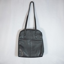 Tano Vintage Genuine Leather Shoulder Bag Two Handles Black Size Medium