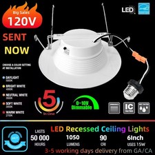 LED Recessed Light 6 Inch 15W, 2700K/3000K/3500K/4000K/5000K,Dimmable Lights