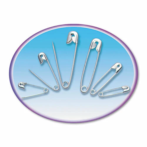 Charles Leonard Safety Pins Nickel Plated Steel Assorted Sizes 50 Pack PK
