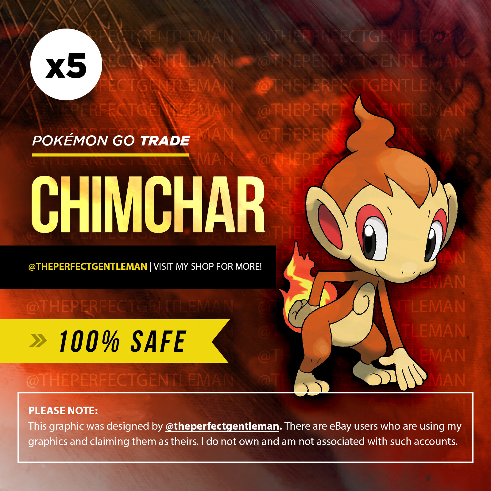 Chimchar Pokemon #390 GO - x5 Bulk Bundle