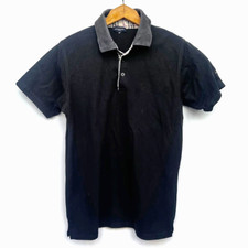 Burberry Golf Polo Shirt Large Nova check Black Cotton/Coolmax