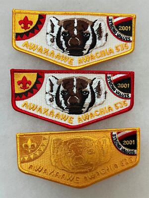 Awaxaawe' Awachia Lodge 535 Trapper Trails Council UT Set of 3 Flap Bdr (YX2500)