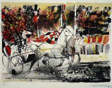 CLAUDE GROSPERRIN Jockey Course Chevaux LITHOGRAPHIE Hippisme XX°