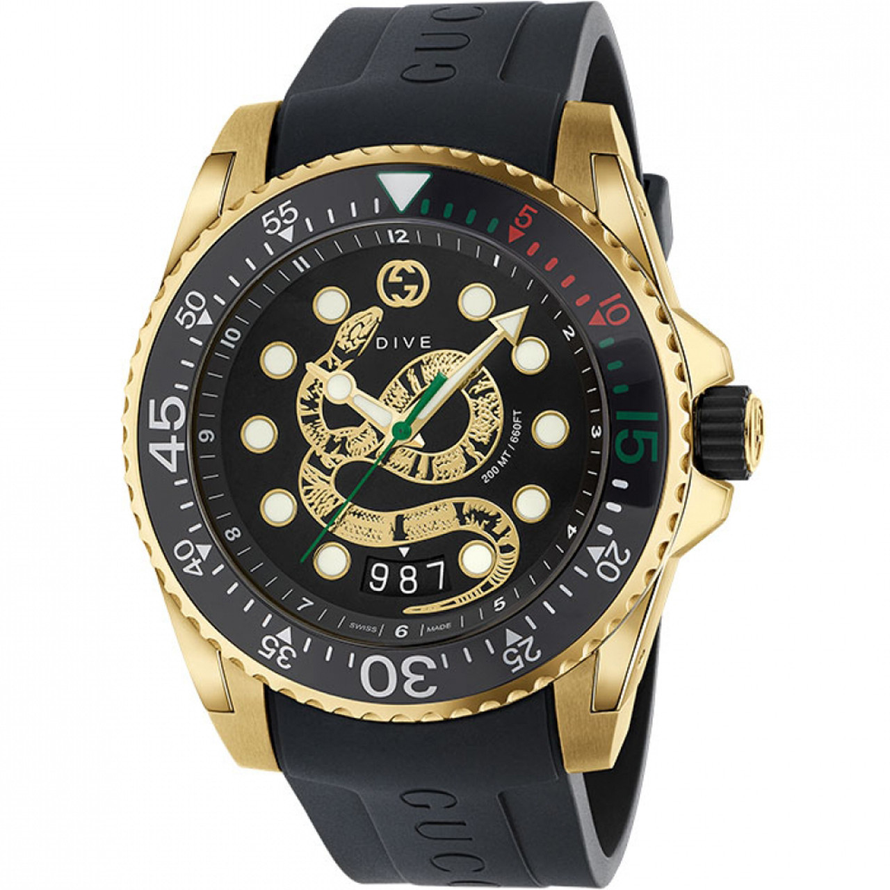 Gucci Dive YA136219 Gold-Tone Watch Snake Dial