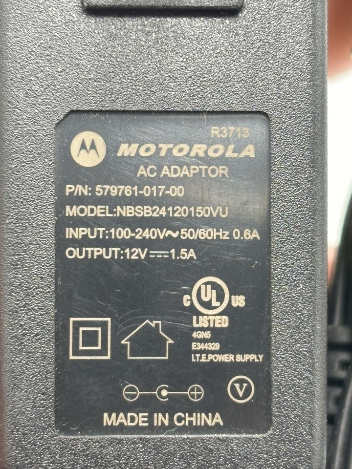 Genuine Motorola NBS24120150VU AC ADAPTER 12V 1.5A for AT&T MODEM ...