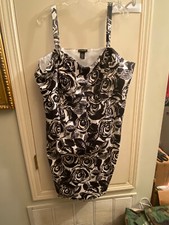 Lane Bryant women's sz 24 Black White Floral Sundress Dress **FLAW**