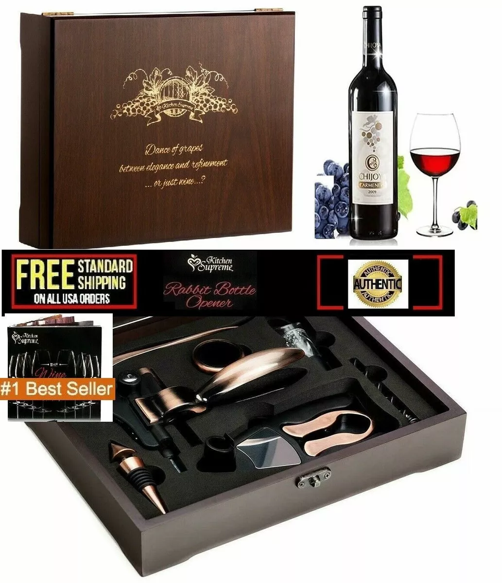 Smaier Wine Opener,Wine Bottle Opener, Wine Accessories Areator Wine Opener  Kit, Red wine Corkscrew Set with Wood Case,Wine Gift with Luxury Packaging