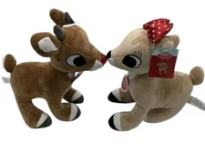 Rudolph The Red Nosed Reindeer & Clarice Plush Set 10in Light Up Musical (NWTs)