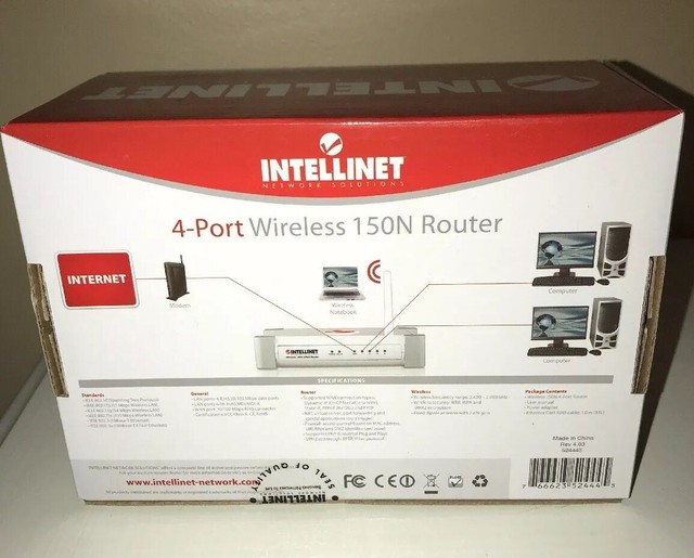 INTELLINET NETWORK SOLUTIONS 524445 150 Mbps 4-Port 10/100 Wireless N ...