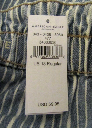 NEW Womens American Eagle High Rise Mom Jeans. Size 18 Blue Stripe. 27" Inseam. - Picture 4 of 4