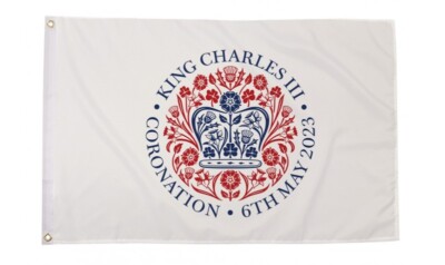 King Charles Krönung Union Jack Flagge weiß Polyester britisch UK 5 Fuß x 3 Fuß