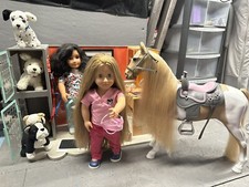 Our Generation Vet Clinic, 2 Dolls, 4 Dogs, Palamino Horse, 