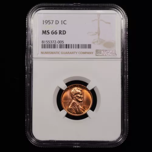1957-D Lincoln Wheat Cent 1c - NGC GRADED MS66 RD
