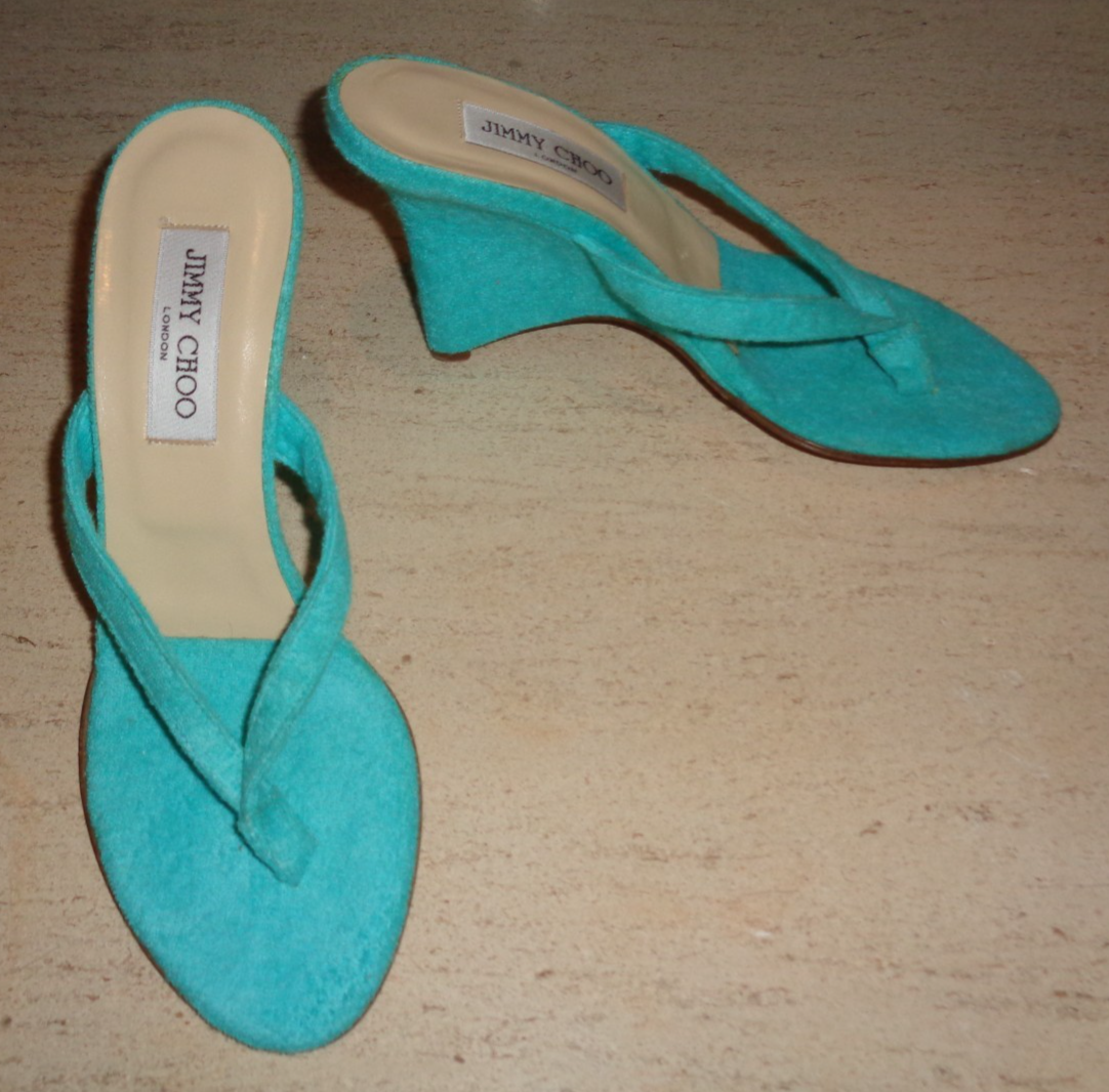 RARE, NEW, JIMMY CHOO TURQUOISE TERRY CLOTH 