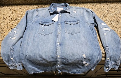 BLANKNYC Blank NYC Denim Jacket / Shirt Blue With Worn Look XL NEW Men Women