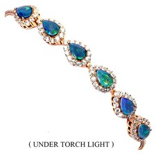 925 Sterling Silver Bracelet Pear Black Opal 6x4mm Natural Gemstone Jewelry 6.5